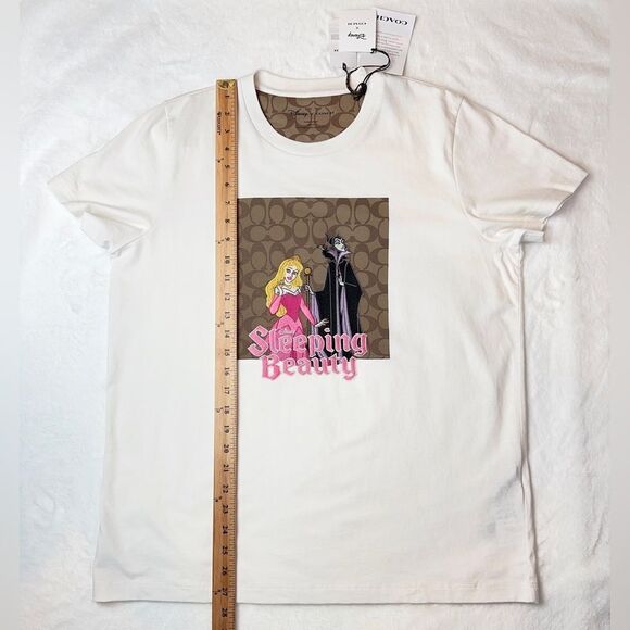 NWT Disney X‎ Coach Signature Sleeping Beauty T Shirt off white size L - Picture 6 of 10